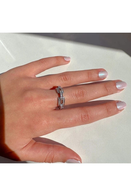 Zircon Stone Thin Chain Ring