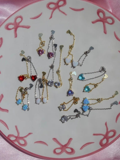 Heart Chain Ring Blue 925 Sterling Silver