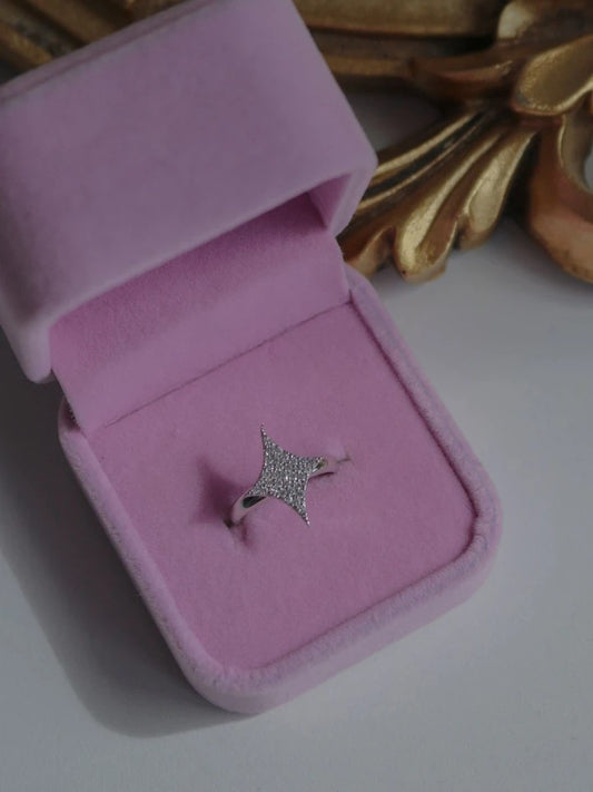 White Shimmer 925 Silver Pinky Finger Ring