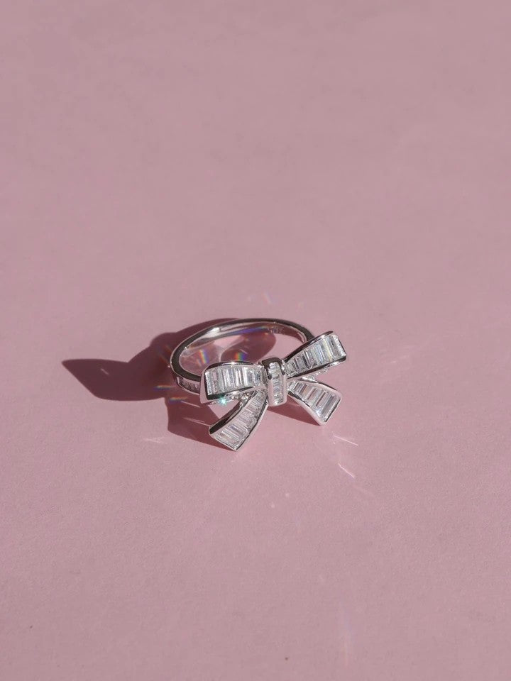 Crystal Bow 925 Silver Ring