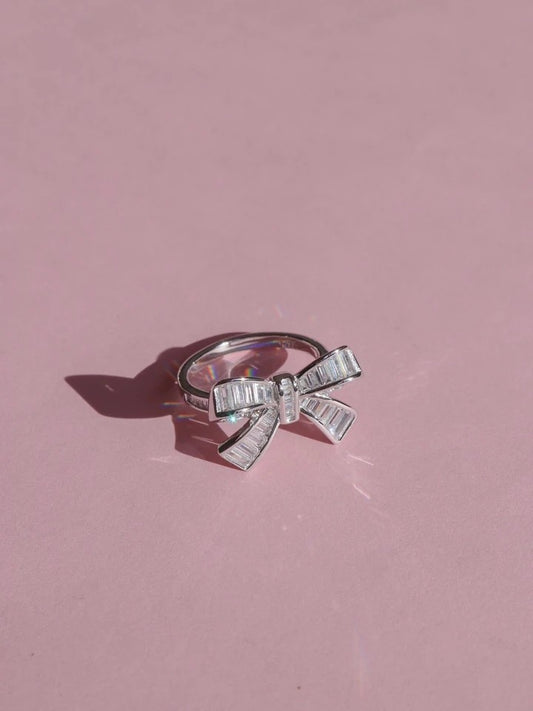 Crystal Bow 925 Silver Ring