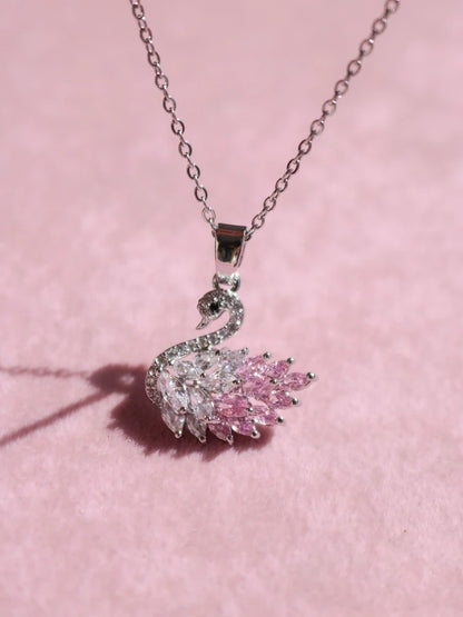 Pink Swan Steel Necklace