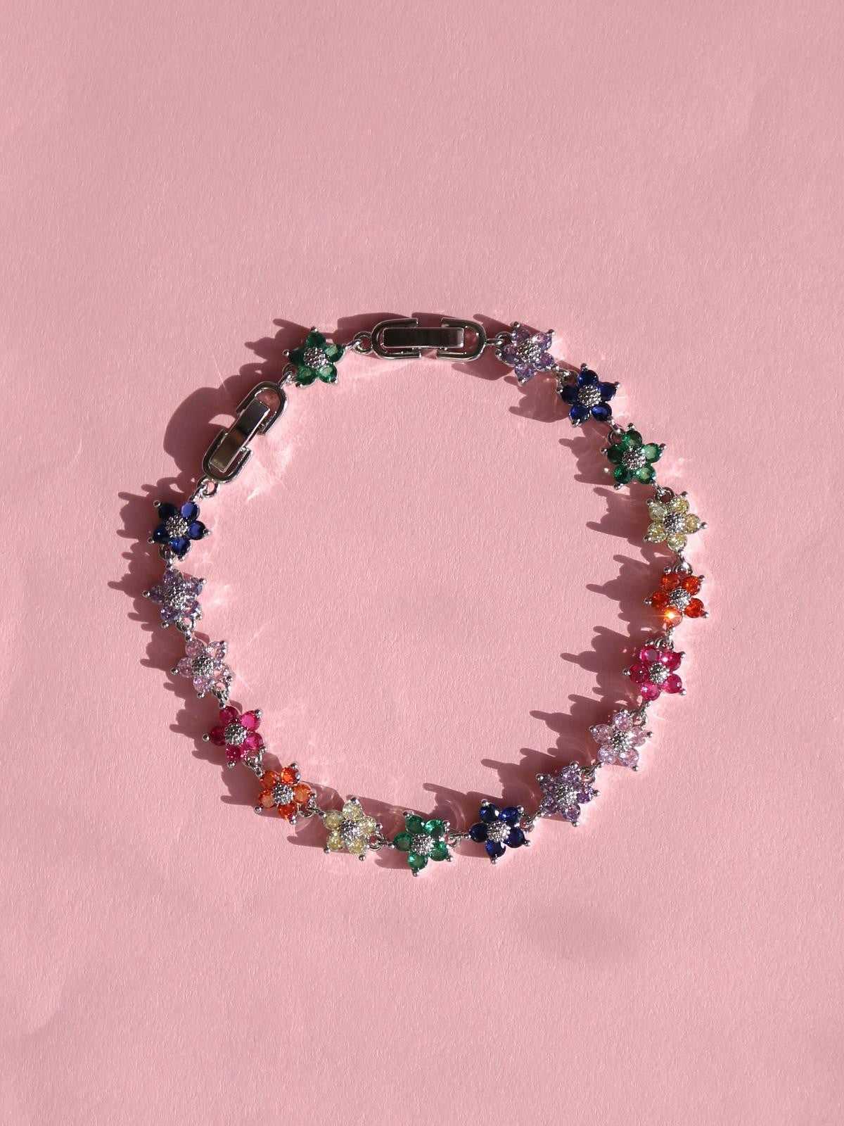 Colorful Sparkling Flower Bracelet