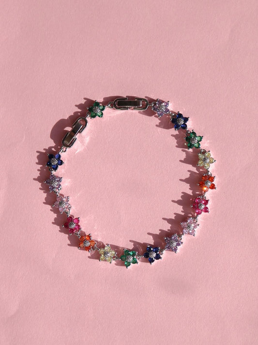 Colorful Sparkling Flower Bracelet