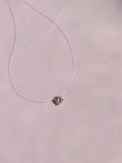 Solitaire Fishbone 925 Silver Necklace