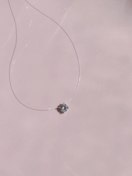 Solitaire Fishbone 925 Silver Necklace