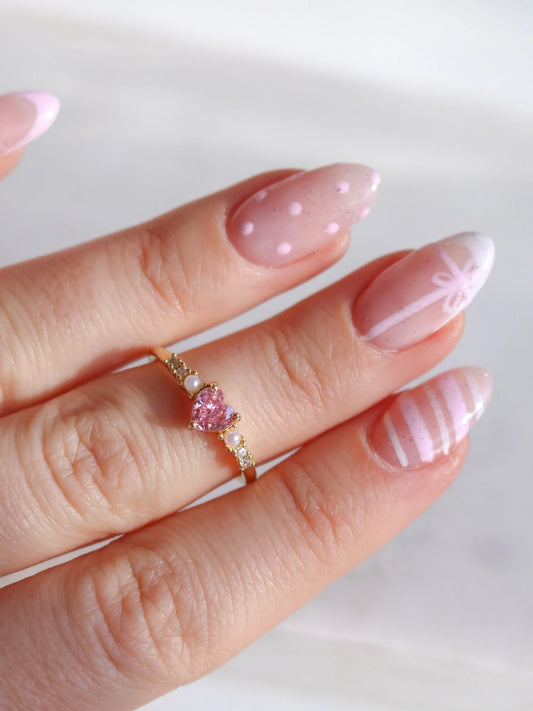 Sweet Pearl Heart Ring