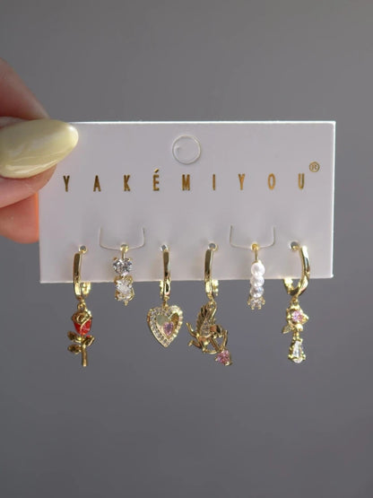 Rose Heart Earring Set
