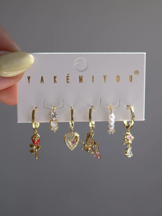 Rose Heart Earring Set