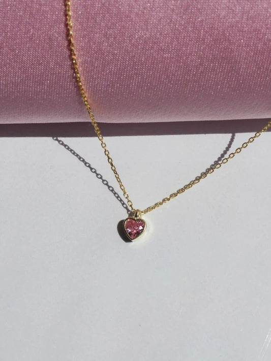 Minimal Zircon Heart 925 Silver Necklace