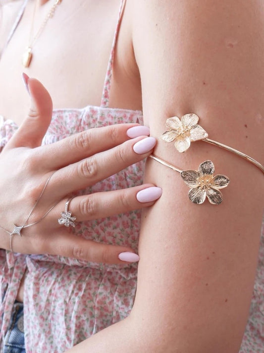Gold Flower Cuff Bracelet