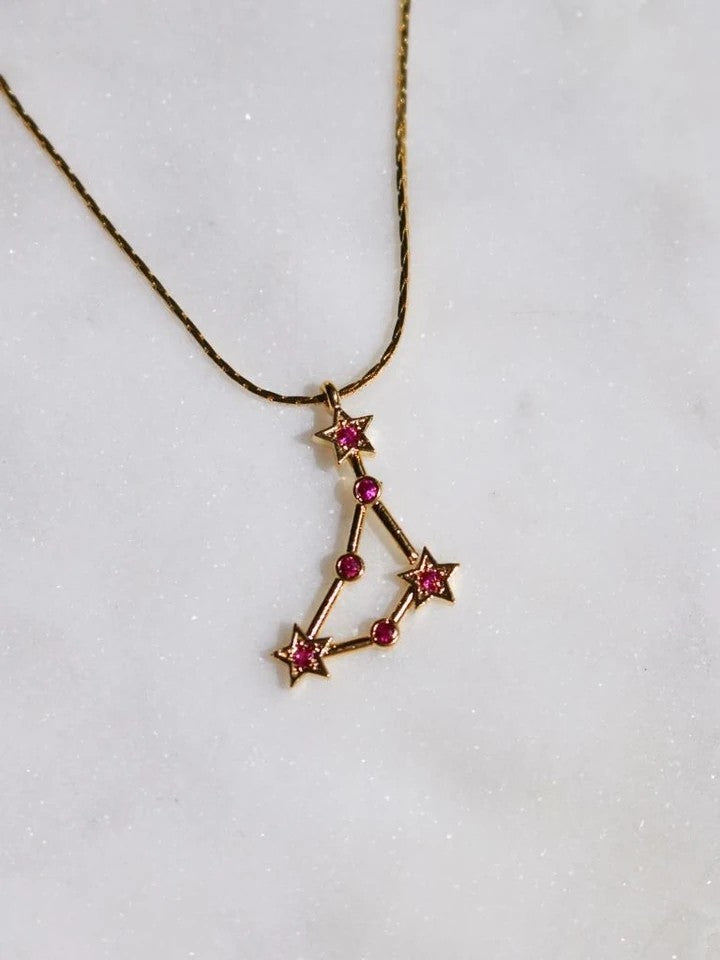 Zodiac Sign Star Map Birth Month Stone Necklace