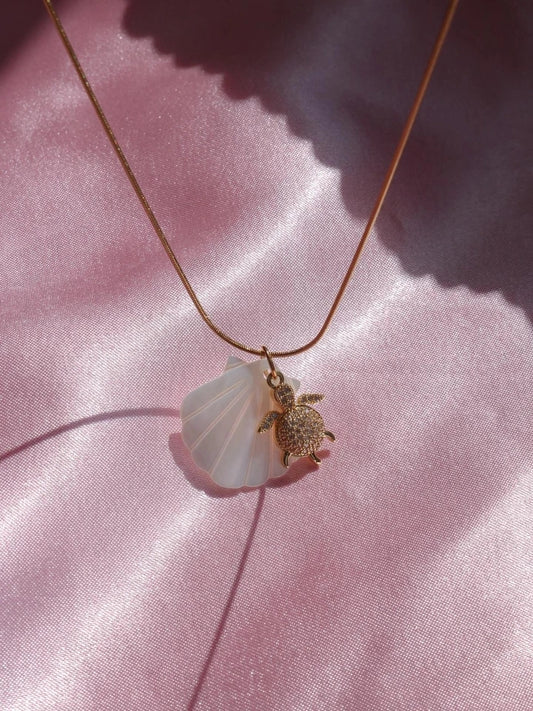 Seashell Turtle Steel Necklace