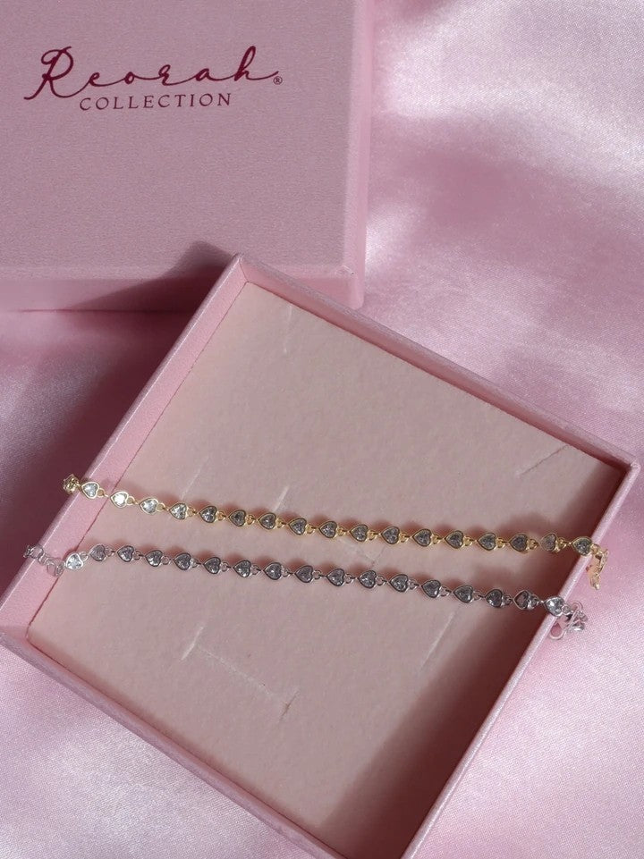 Tiny Heart Gleam 925 Silver Bracelet