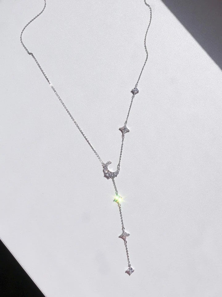 Moon And Stars 925 Silver Necklace