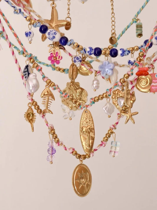 Golden Dolphin Macrame Steel Necklace