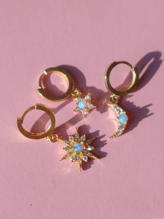 Opal Sky Triple 925 Silver Earring Set