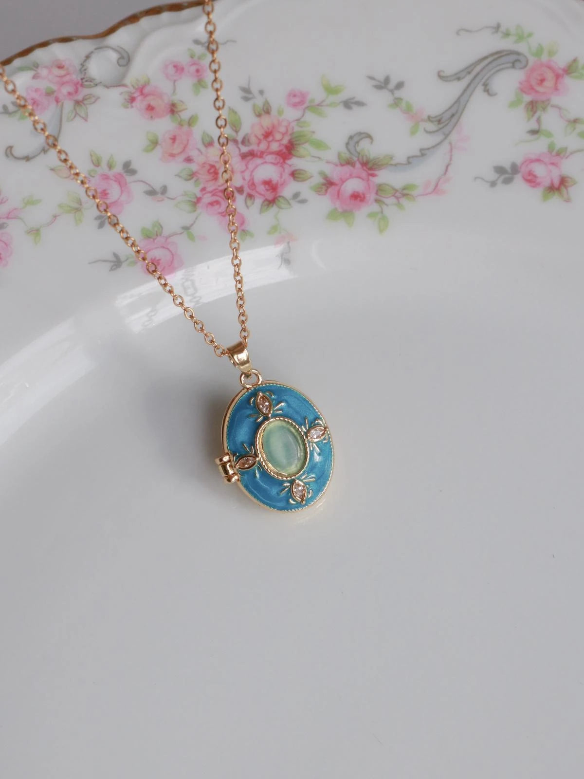 Blue Crimson Glow Personalized Photo Locket Necklace