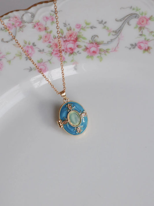 Blue Crimson Glow Personalized Photo Locket Necklace