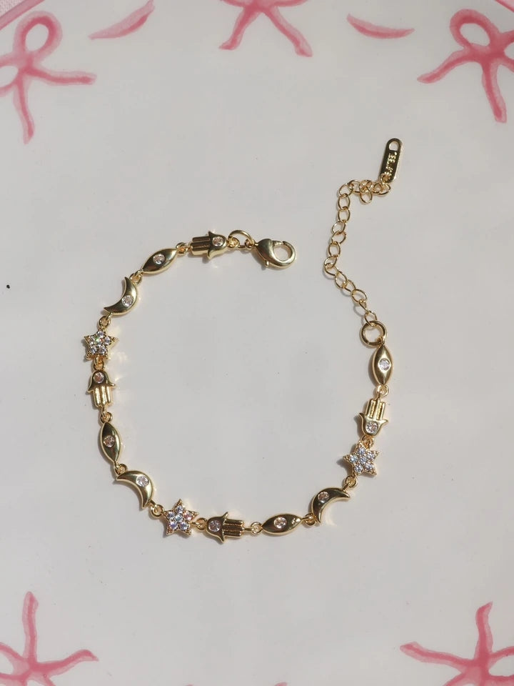 White Fatimas Starry Hand Bracelet
