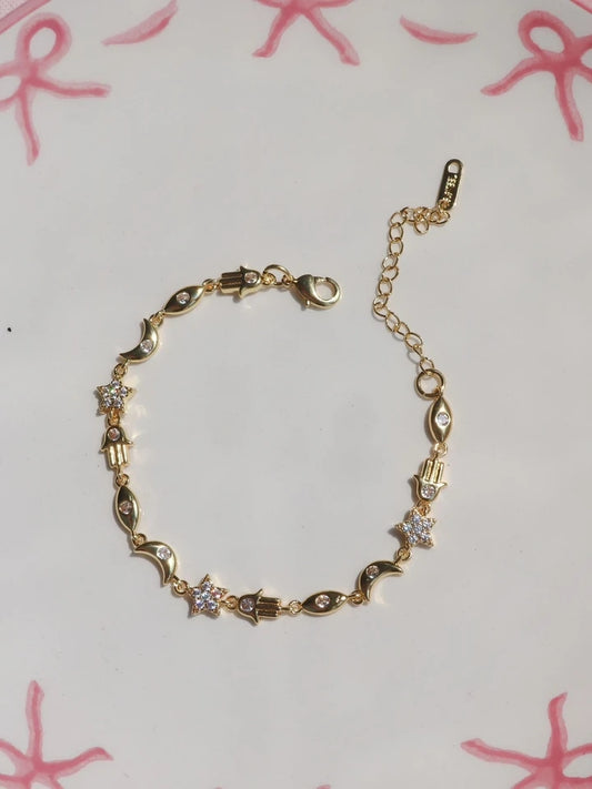 White Fatimas Starry Hand Bracelet