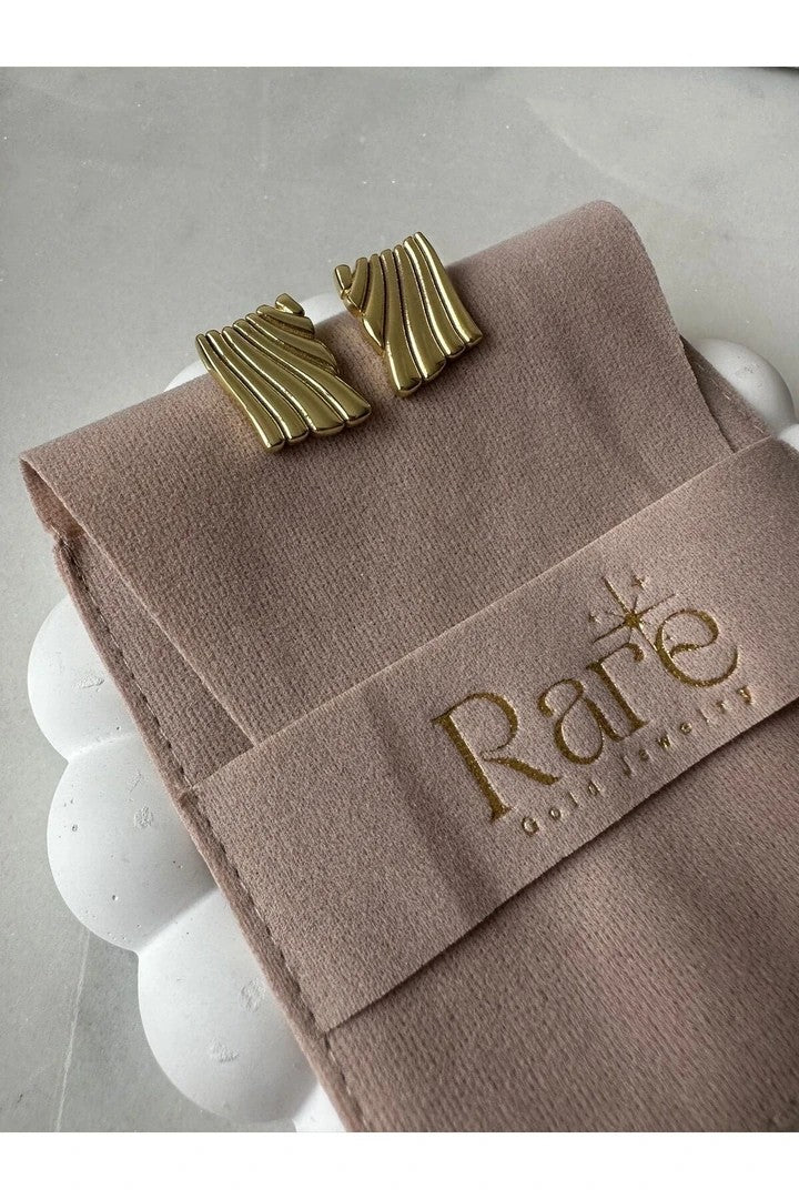 Minimal Rectangular Gold Plated 925 Silver Stud Earrings