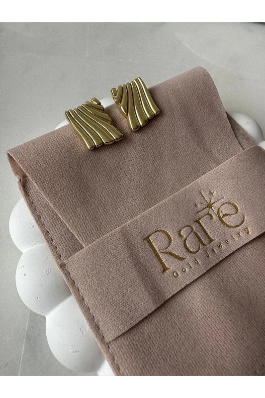 Minimal Rectangular Gold Plated 925 Silver Stud Earrings