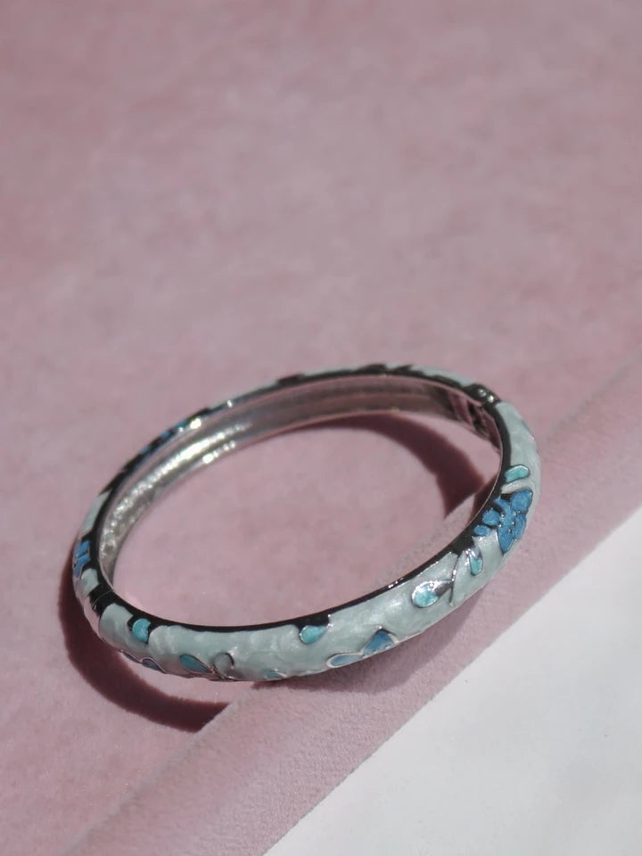 Blue Flower Enamel Cuff Bracelet