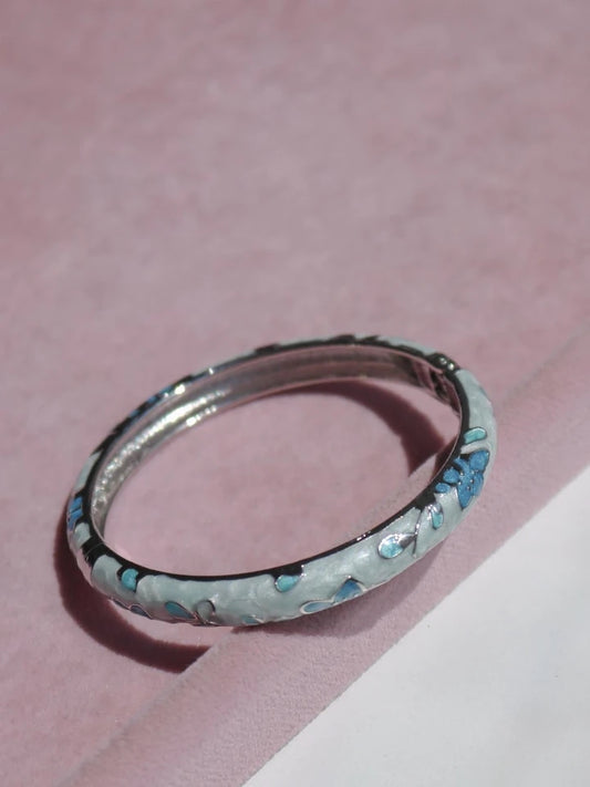 Blue Flower Enamel Cuff Bracelet