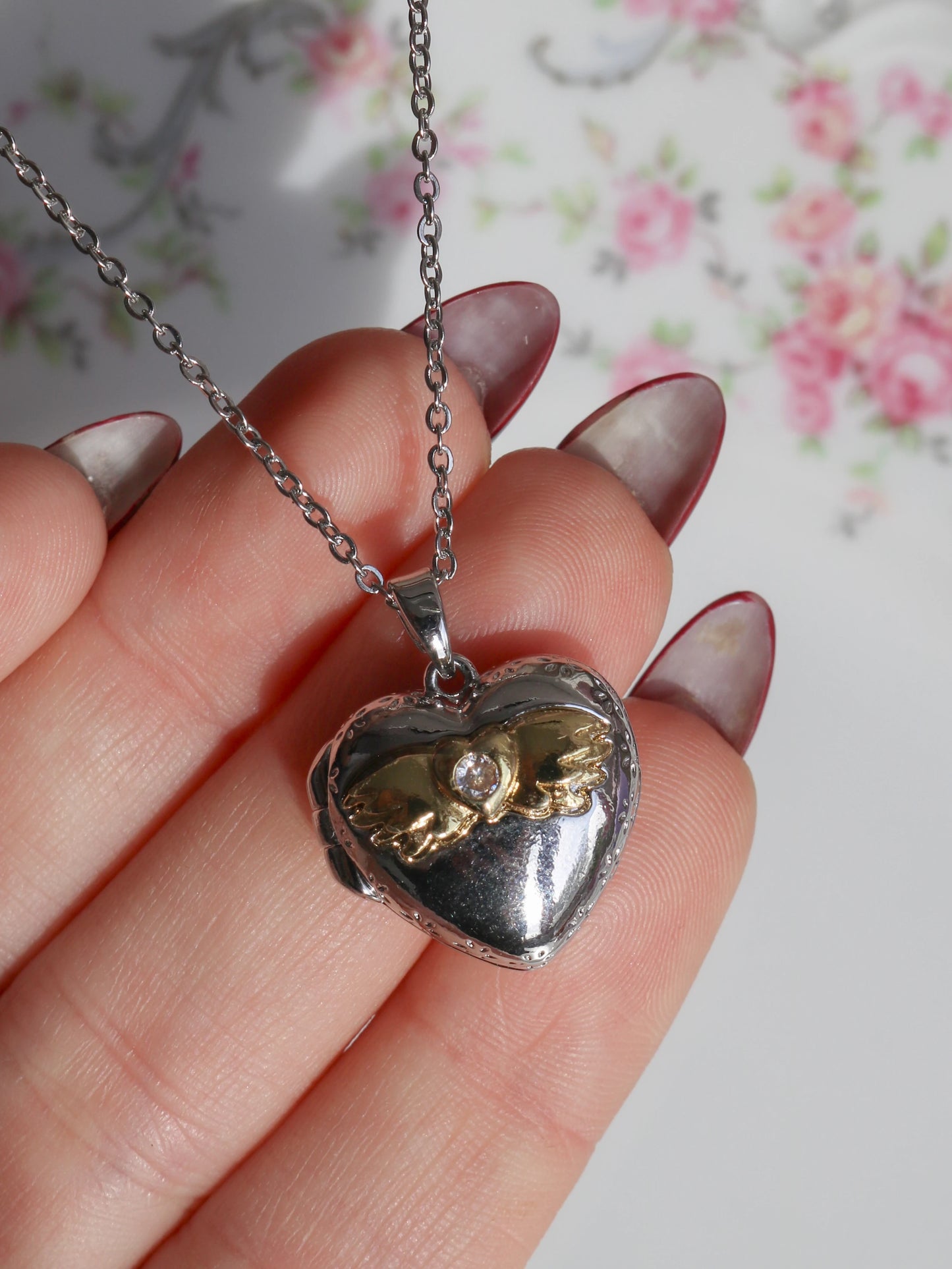 Cupid's Wings Personalized Photo Locket Necklace