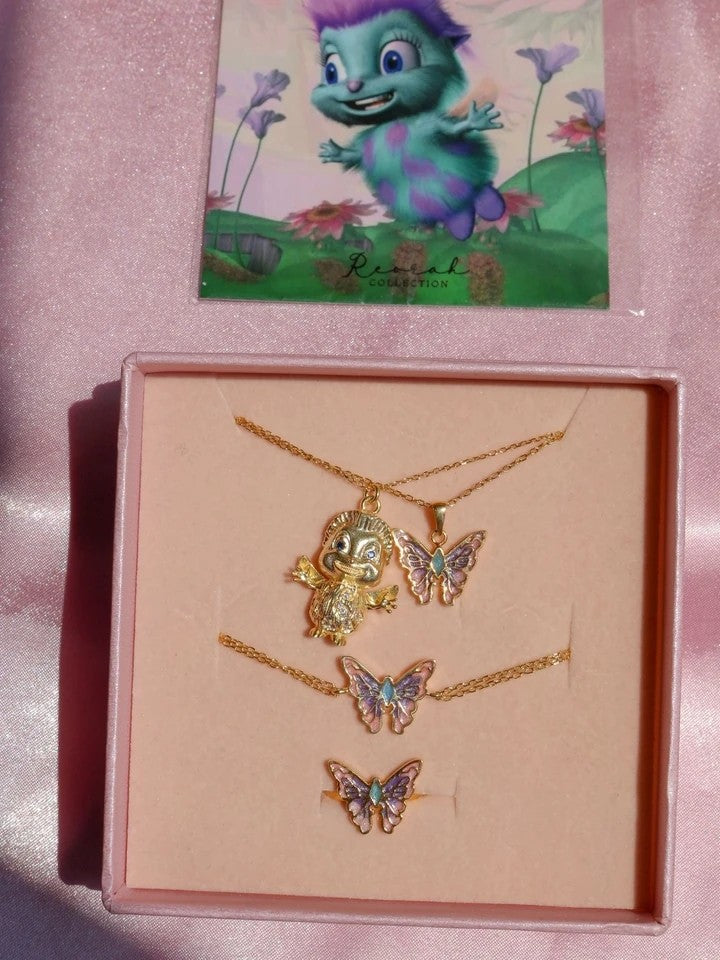 Fairy Elina Bibble 925 Silver Necklace, Bracelet And Ring Set