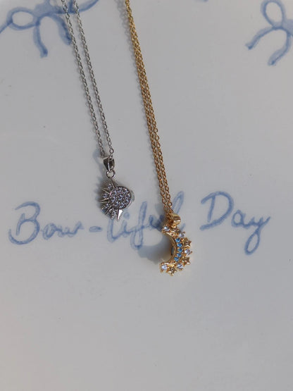 Moon And Sun Magnetic Couple Necklace