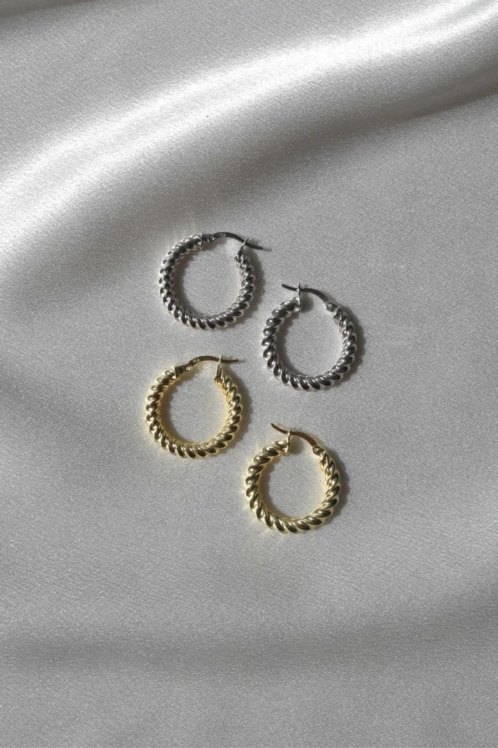 Croissant 925 Silver Hoop Earrings