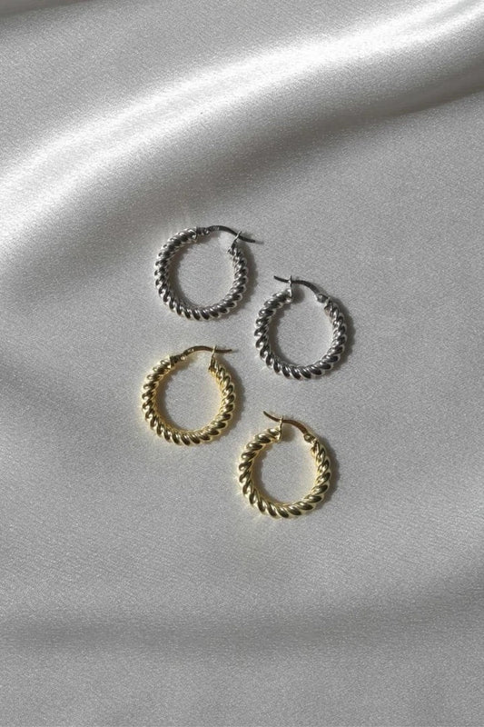 Croissant 925 Silver Hoop Earrings