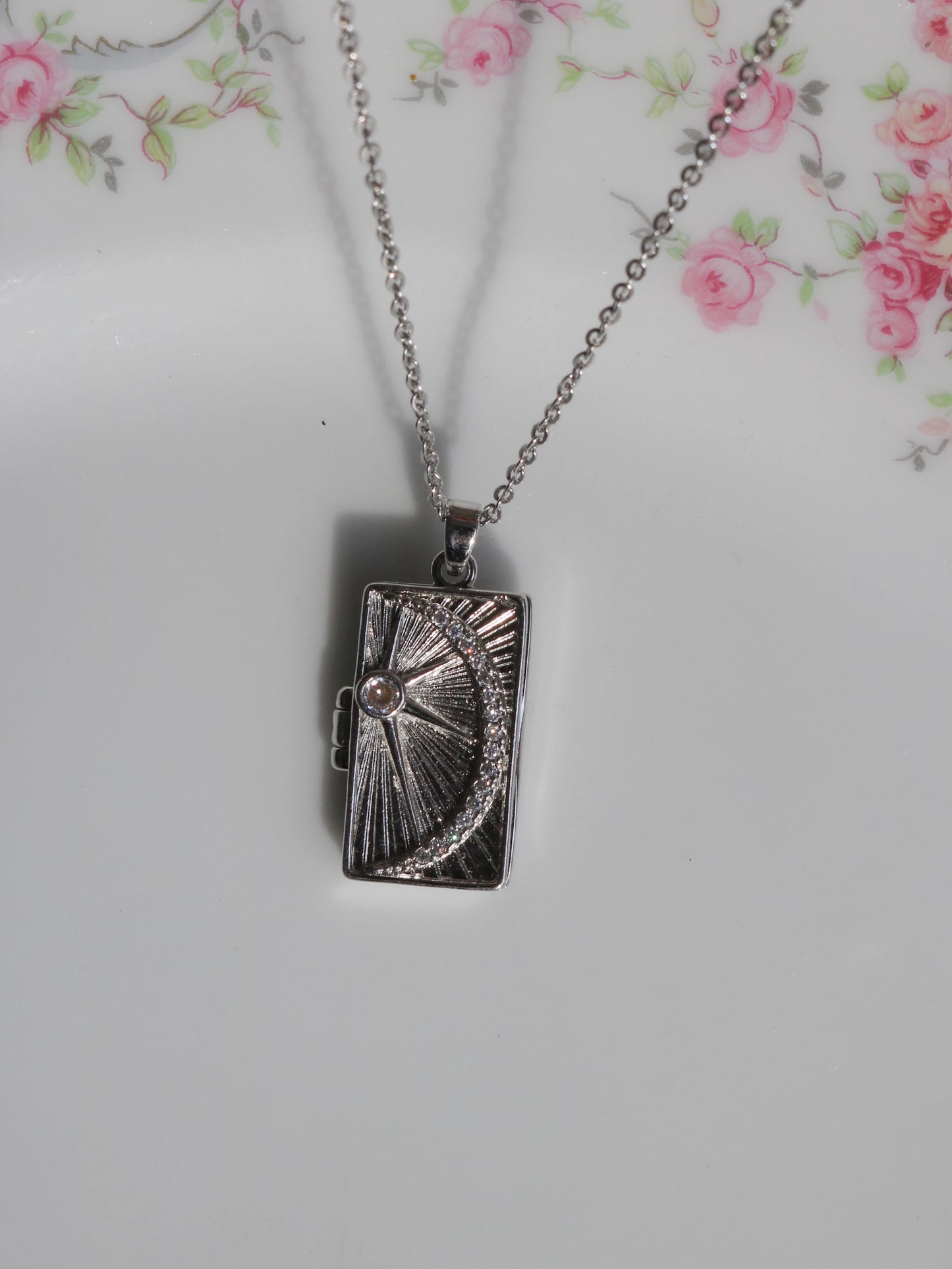 Silver Sun Personalized Photo Locket Necklace