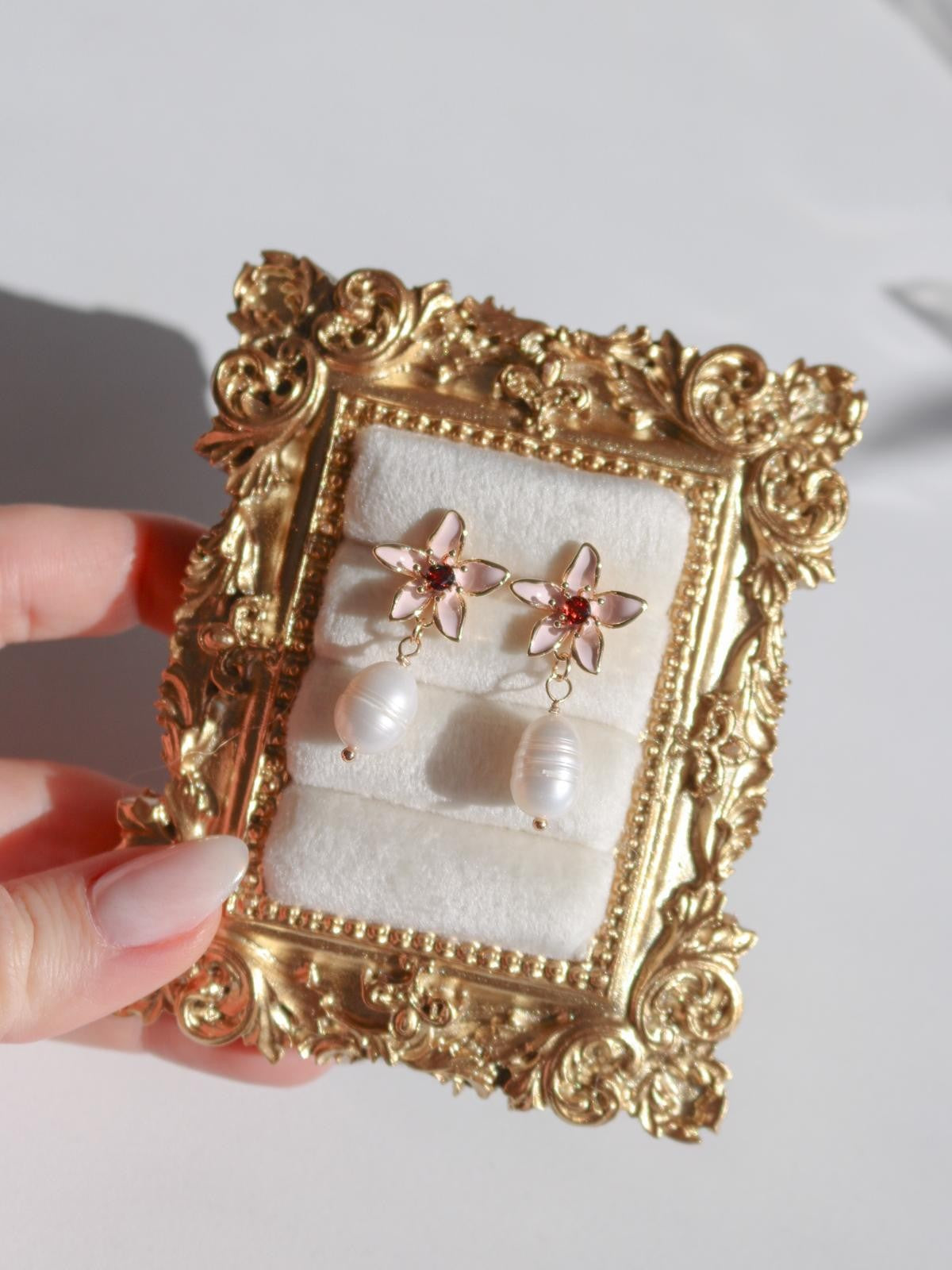 Blush Blossom Pearl Drop Earrings