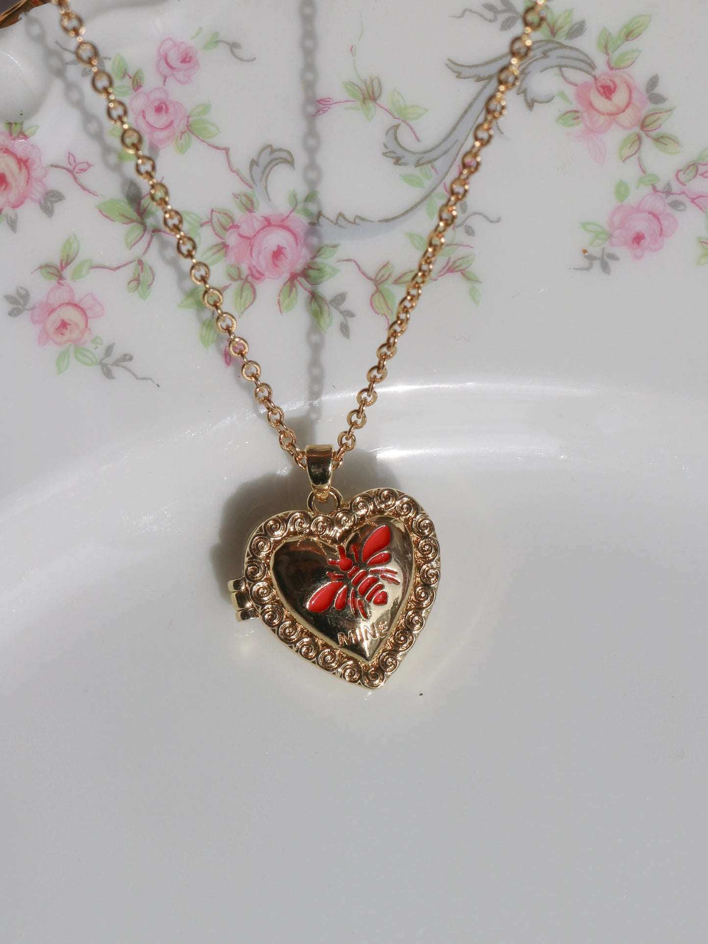 Red Bee Personalized Photo Locket Necklace