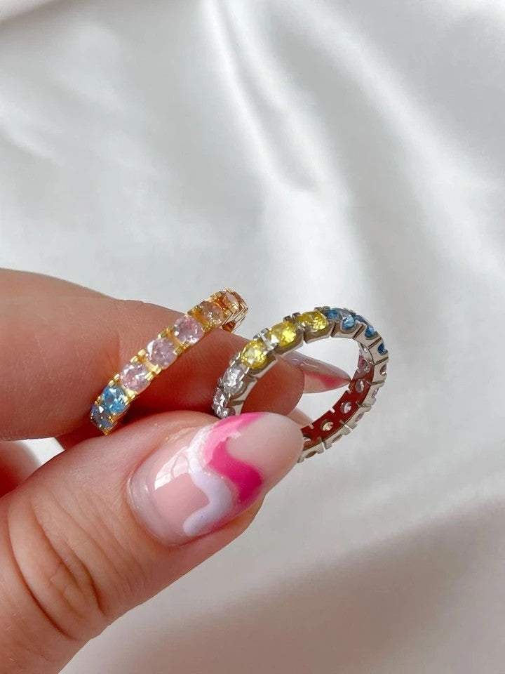 Pastel Colored 925 Sterling Silver Ring