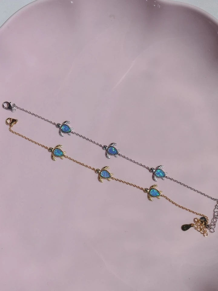 Blue Sea Turtle 925 Silver Bracelet
