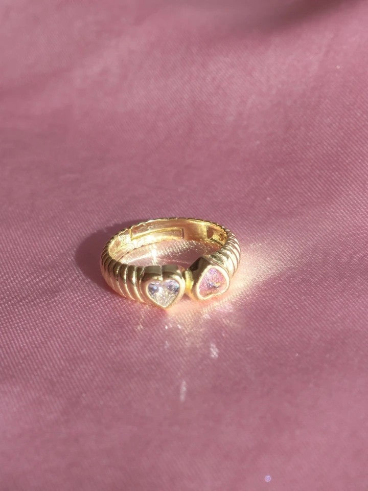 Double Heart 925 Silver Ring