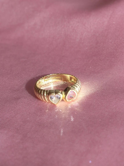 Double Heart 925 Silver Ring