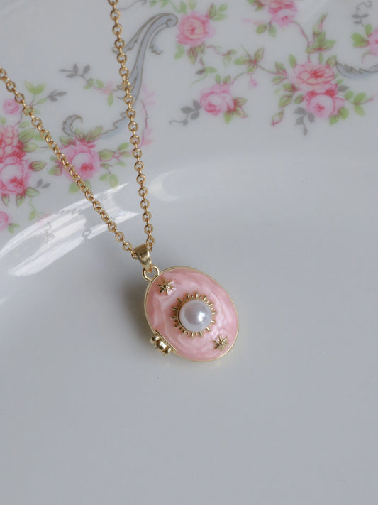 Pink Pearl Radiance Personalized Photo Locket Necklace