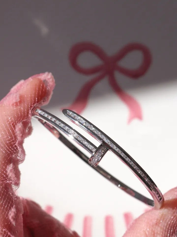 Studded Nail Steel Bracelet with Stone