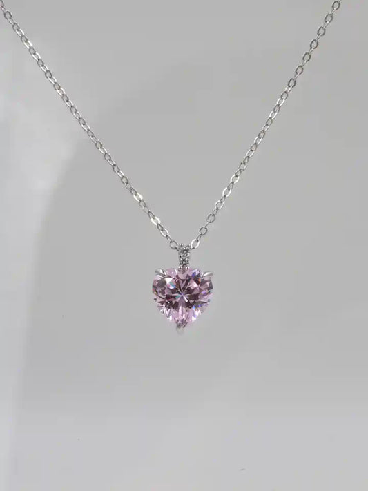 Zircon Stone Heart 925 Silver Necklace
