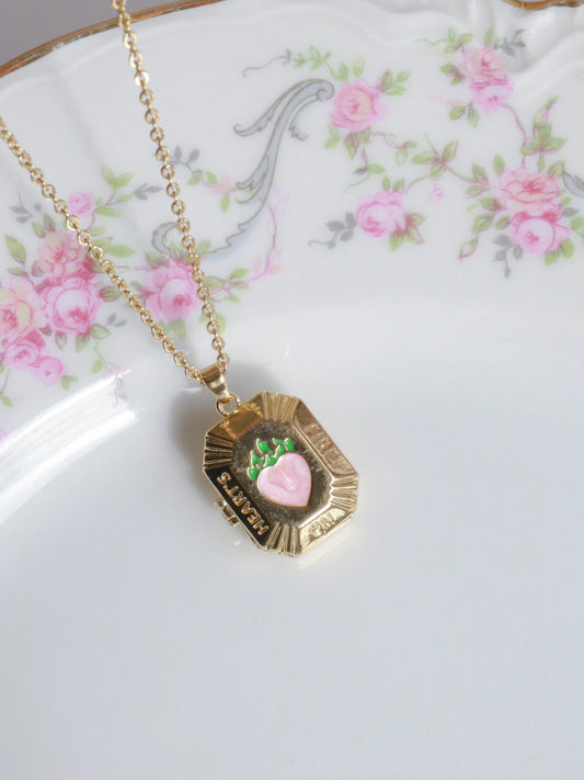Pink Hearts On Fire Personalized Photo Locket Necklace