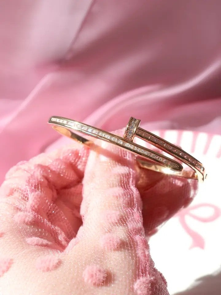 Studded Nail Steel Bracelet with Stone