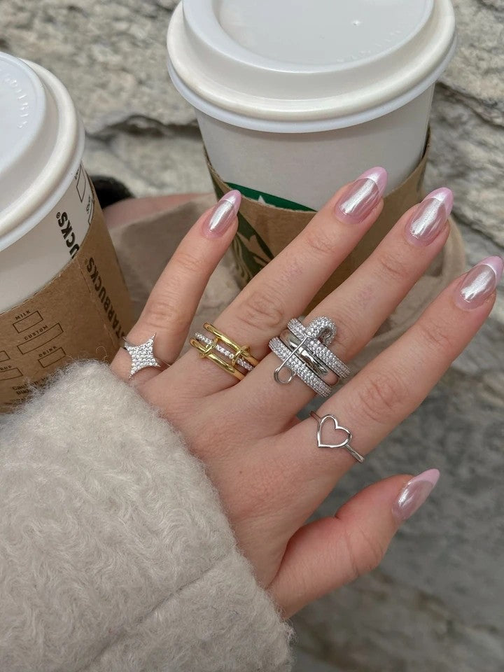 White Multiple 925 Silver Ring