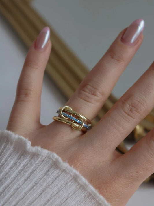 Blue Multi 925 Silver Ring