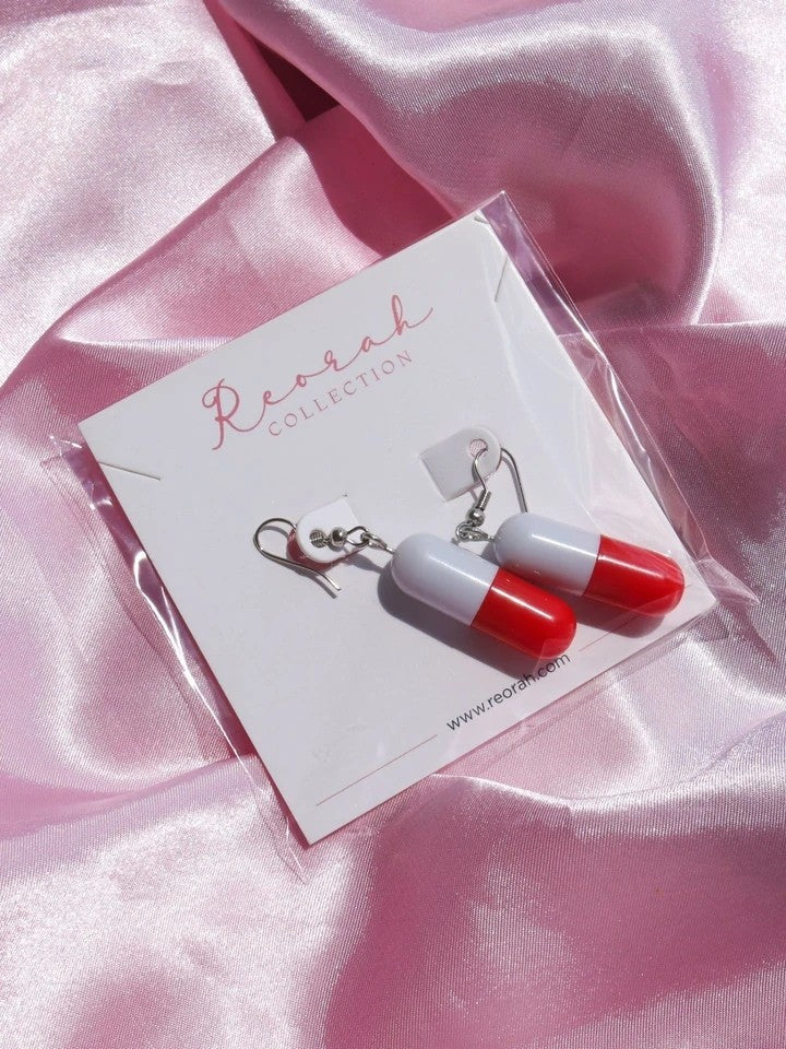 Pill-Shaped Lipstick Earrings