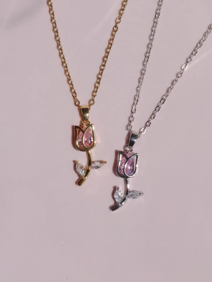 Tulip Flower Steel Necklace
